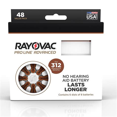 Unknown Rayovac Proline Mercury-Free Hearing Aid Batteries Size 312 (48 ...