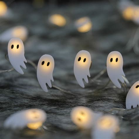 20-Count LED Halloween Ghost String Lights, Battery Operated