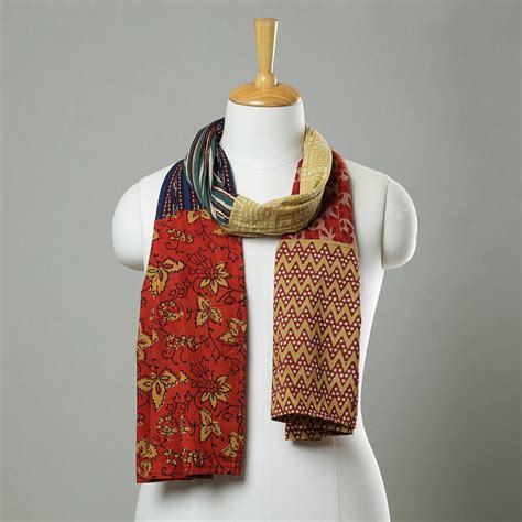 Multicolor Patchwork Block Printed Cotton Stole