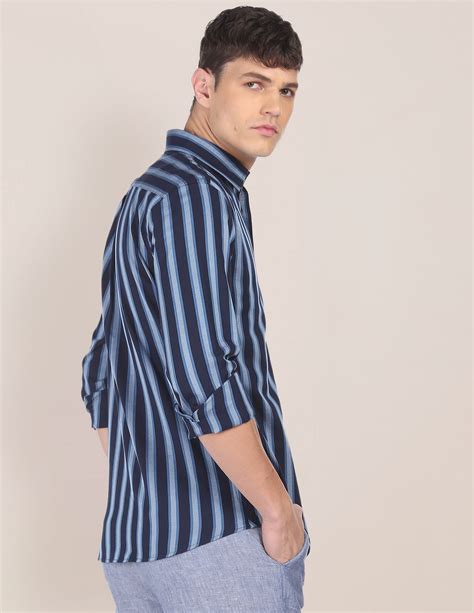 Men Navy Spread Collar Striped Casual Shirt – U.S. Polo Assn. India