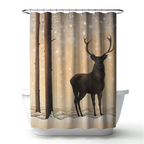 Winter Deer Shower Curtain | Wildlife Shower Curtain | Animal Shower ...