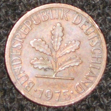 1 Pfennig 1975 J, Federal Republic - 1950-2001 - 1 Pfennig - Germany ...