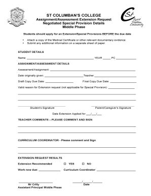 Fillable Online stc qld edu Extension request form for Middle Phase ...