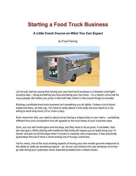 Mobile Food Van Business Plan