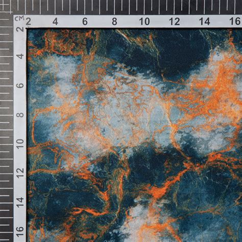 Light Grey And Orange Abstract Digital Print American Crepe Fabric ...