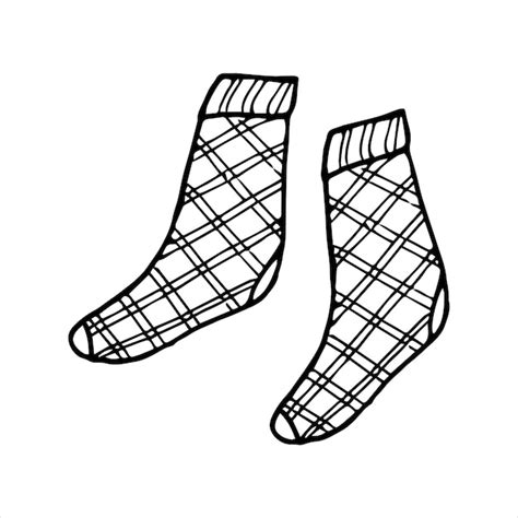 Handgezeichnetes Paar Socken im Doodle-Stil Schwarz-Weiß ...
