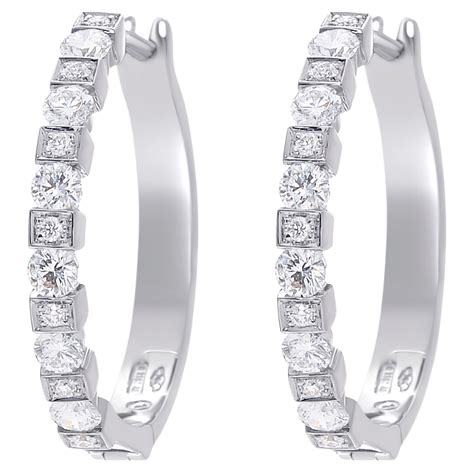 Damiani D Lace 18k White Gold Diamond Huggie Earrings For Sale at 1stDibs