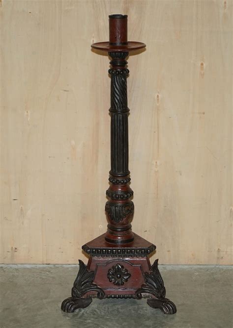 Stunning Hand Carved circa 1800 Large Floor Standing Extra Large Candle ...