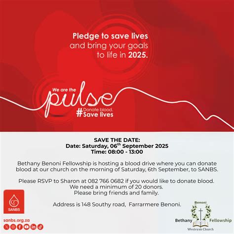 Blood Donation Day 6 September 2025, 148 Southy Road, 1459 Benoni ...