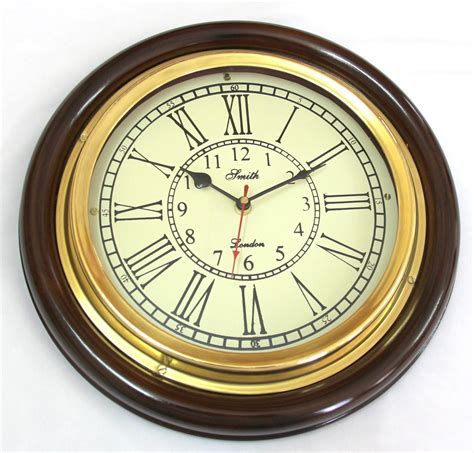 Buy Artshai Antique look Analog Wall Clock, 12 inch Brass and Wooden ...