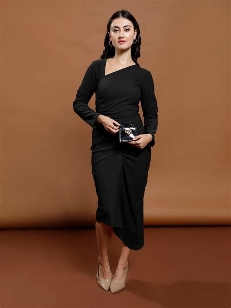 Athena Women Bodycon Asymetrical Midi Dress – Athena Lifestyle