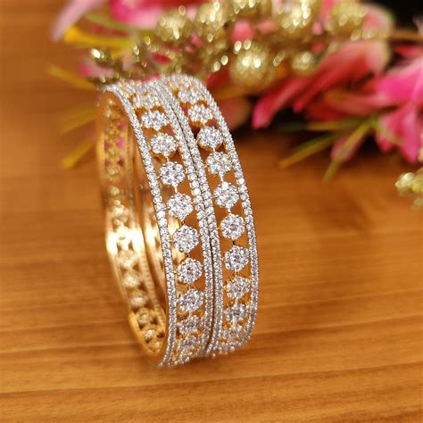 Cz Studded Diamond Look Pressure Setting Bangles – Sanvi Jewels