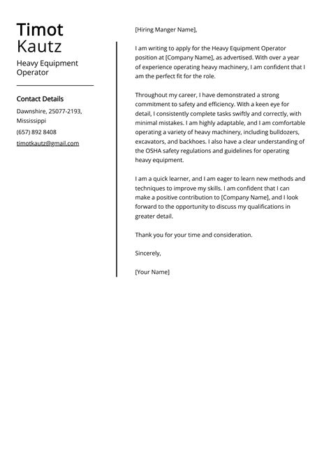 Heavy Equipment Operator Cover Letter: Sample & Guide [Entry Level + Senior Jobs]