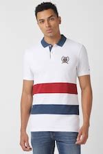 Buy Men White Print Polo Neck Collar T-shirt Online - 893550 | Peter ...