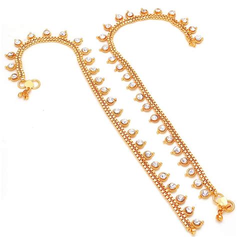 Jewar Mandi Anklet Branded fine Gold Plated Multi AD New Pave Stylish ...