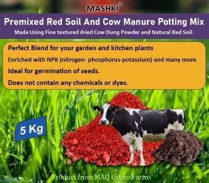 MASHKI Premixed Organic Red Soil and Cow Manure Potting Mixture 100% ...