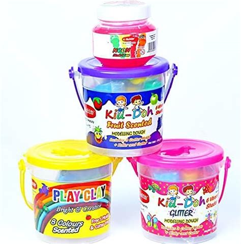 Rabbit Dough Glitter + Fruit Scented + 8 Color Clay Bucket + Neon Slime ...