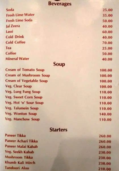 Menu at Kumar Vegetarian, Dehradun