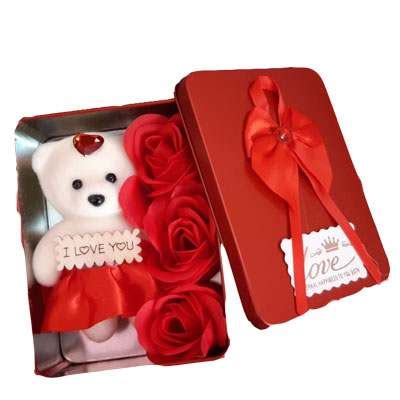 Send Teddy Roses in Square Box Online in Kerala Same Day Delivery