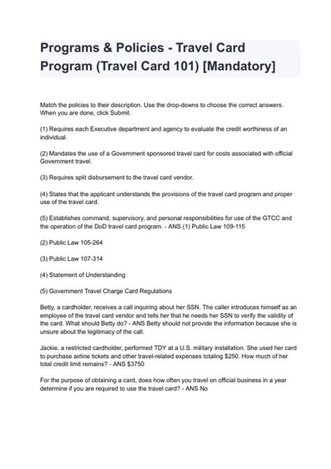 Programs & Policies - Travel Card Program (Travel Card 101) [Mandatory ...