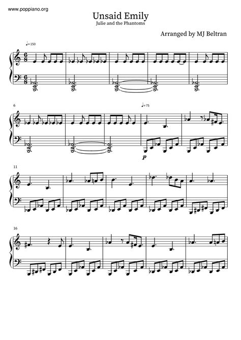 Julie And The Phantoms-Unsaid Emily Sheet Music pdf, - Free Score ...