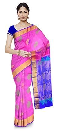 Buy SAI TEJA SILKS Uppda Handloom Silk Saree for Women (Pink & Blue) at ...