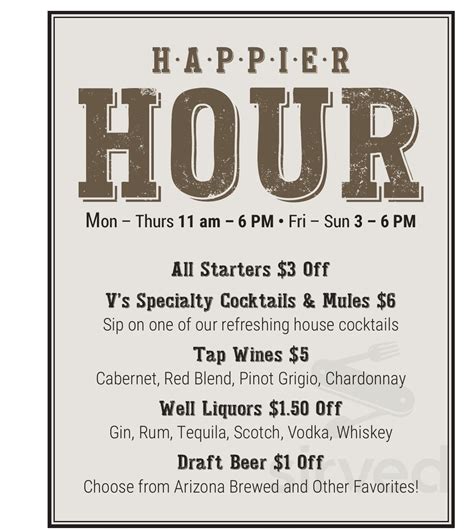 V's Taproom menu in Peoria, Arizona, USA