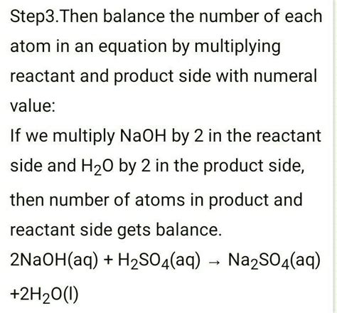 balance the following equation step wiseNaOH (aq) + H2SO4(aq) →Na2 SO4 ...