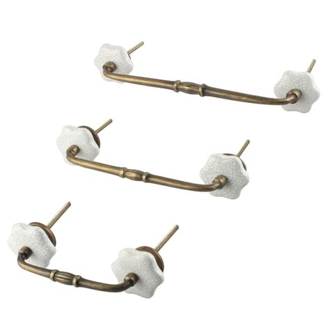 White Ceramic Bridge Wardrobe Handles