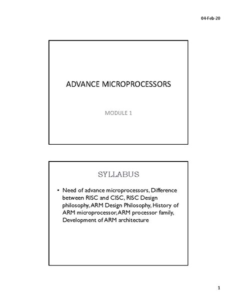 Module 1 - Exam Preparation Notes on Advanced Microprocessors - Studocu