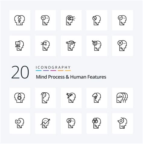 20 Procesy umysłowe i cechy ludzkie Linia ikona Pack jak funkcja umysł ...
