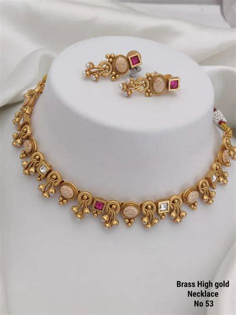 Vihaa Jewellery Classic Pearl Gold Plated copper delicate Necklace Set ...