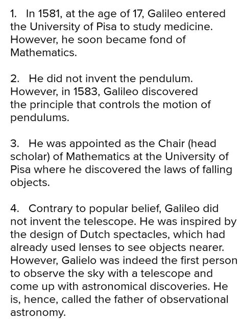About Galileo in 100 words - Brainly.in