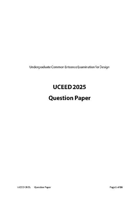 UCEED 2025. Comprehensive Question Paper with Multiple Sections - Studocu