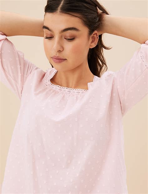 Buy Pure Cotton Square Neck Pyjama Set at Marks & Spencer