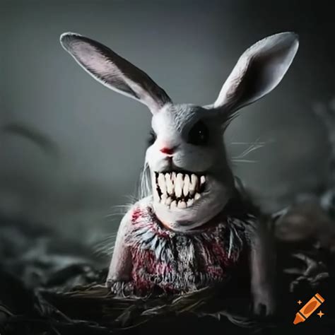 Horror bunny in a tim burton-style landscape on Craiyon