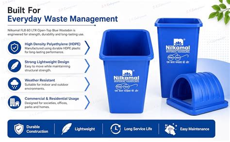 Nilkamal Plastic Garbage Open-Top Waste Bin 60 L (Blue) : Amazon.in ...
