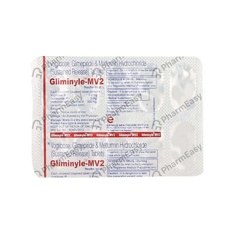 Gliminyle Mv 2mg Strip Of 10 Tablets: Uses, Side Effects, Price ...