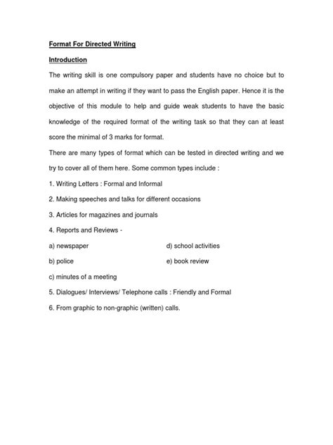 Image result for Directed Writing Format