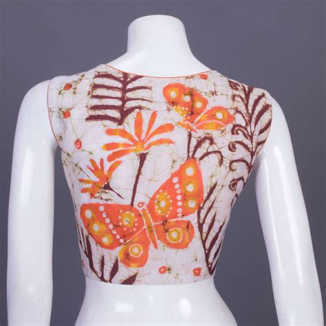 Off-White Batik Hand painted Cotton Blouse 10070375 – Avishya.com