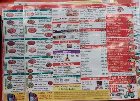 Menu at VIP Pizza, Etah