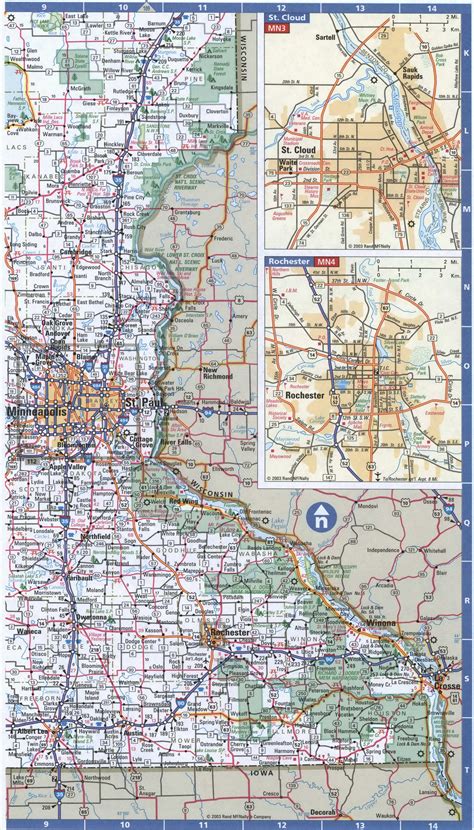 Southern Minnesota roads map.South Minnesota with cities and highways