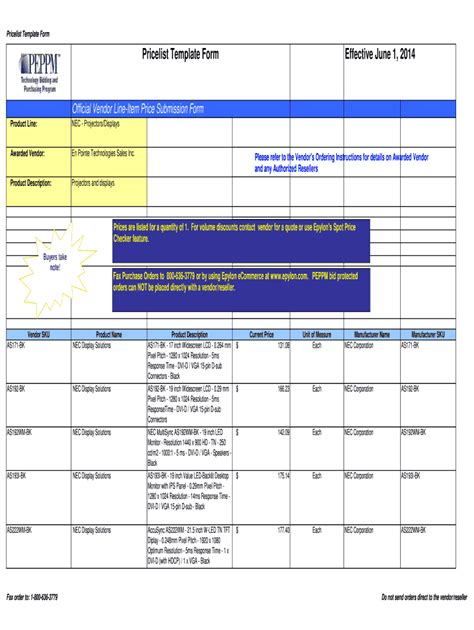 Fillable Online Pricelist Template Form Fax Email Print - pdfFiller