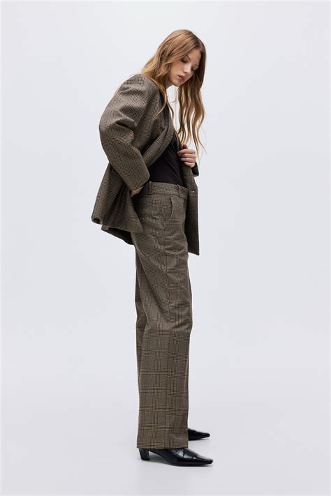 Tailored trousers - Brown/Checked - Ladies | H&M IN
