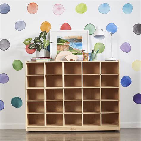 ECR4Kids Birch 25 Cubby Tray Cabinet, Kids Toy Storage Orgaznier with ...