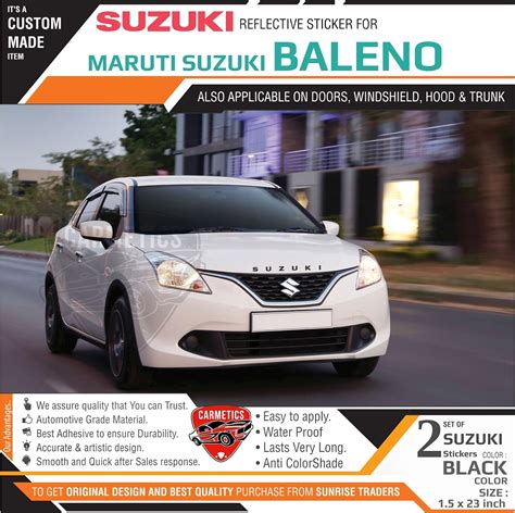 Carmetics Suzuki Stickers for baleno Black 2pcs : Amazon.in: Car ...