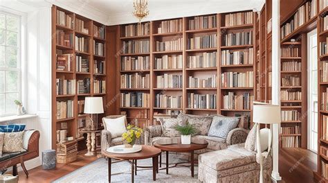 Premium Photo | Luxury modern Design a home library with floor to ...