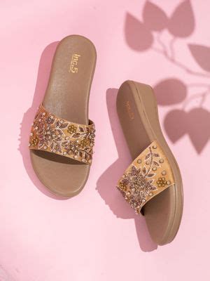 Buy Inc.5 Women Golden Embellished Round Toe Ethnic Sandals (EURO 36 ...