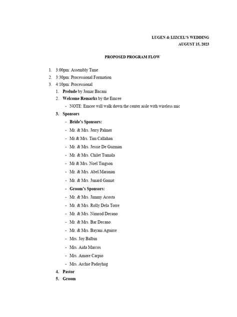 Image result for Wedding Party Program