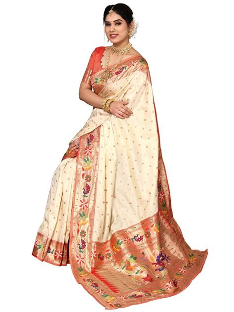 Buy SIRIL Women's Paithani Jacquard Poly Silk Saree with Unstitched ...